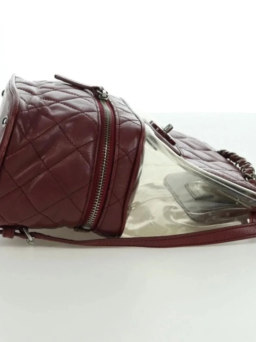 CHANEL Matelasse Chain Backpack Leather Bordeaux Silver CC Auth 172627A